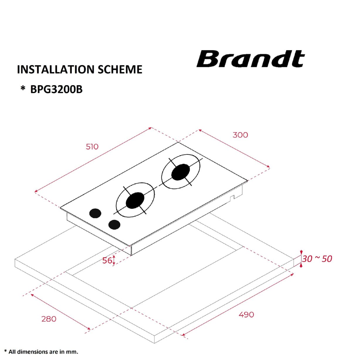 Gaasiplaat Brandt BPG3200B - Image 3