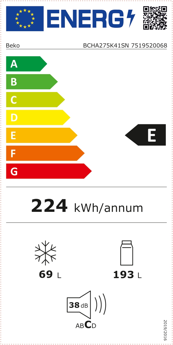 Integreeritav külmik Beko BCHA275K41SN - Image 5