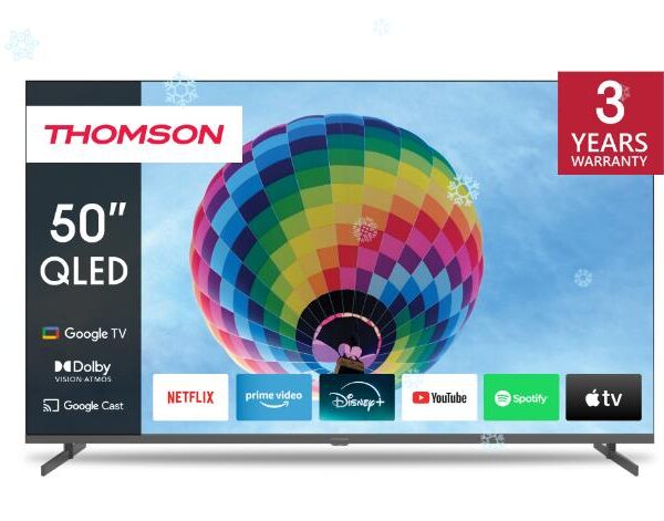 TV Set|THOMSON|50"|4K/Smart|QLED|3840x2160|Wireless LAN|Bluetooth|Google TV|B...