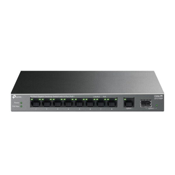 Switch|TP-LINK|LS1210GP|9x10Base-T / 100Base-TX / 1000Base-T|1xSFP|PoE+ ports...