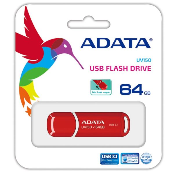 USB mälupulk MEMORY DRIVE FLASH USB3.1 64GB/RED AUV150-64G-RRD ADATA
