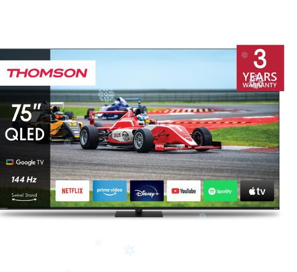 TV Set|THOMSON|75"|4K/Smart|QLED|3840x2160|Wireless LAN|Bluetooth|Google TV|B...