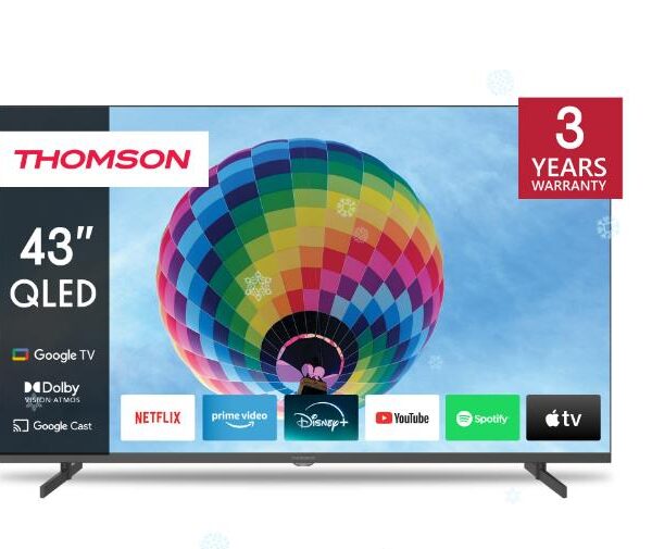 TV Set|THOMSON|43"|4K/Smart|QLED|3840x2160|Wireless LAN|Bluetooth|Google TV|B...
