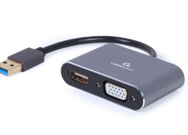 I/O ADAPTER USB3 TO HDMI/VGA/GREY A-USB3-HDMIVGA-01 GEMBIRD