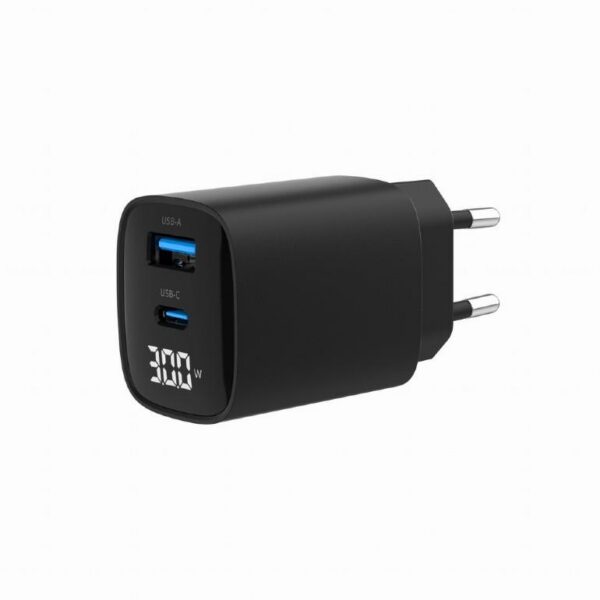 Autolaaidja CHARGER USB 30W 2PORT/TA-UC-PDQC30LCD-BK-01 GEMBIRD