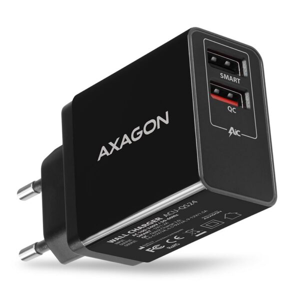 Autolaaidja MOBILE CHARGER WALL USB 24W/2PORT ACU-QS24 AXAGON