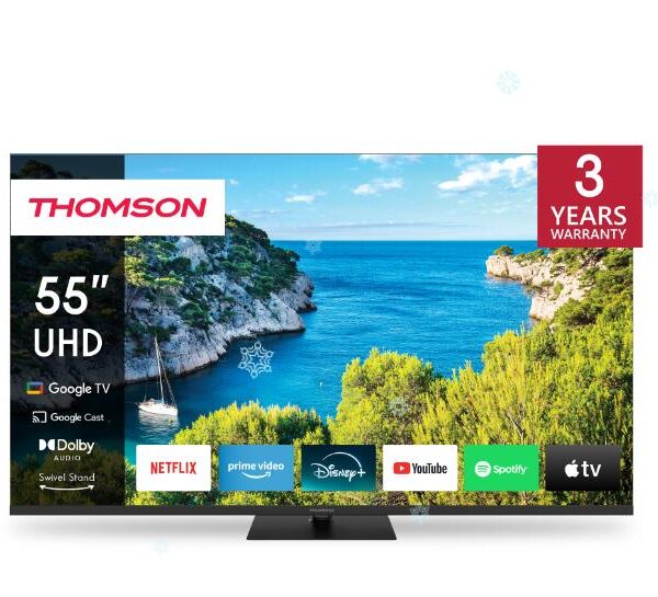 TV Set|THOMSON|55"|4K/Smart|3840x2160|Wireless LAN|Bluetooth|Google TV|Black|...