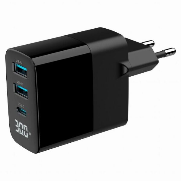 Autolaaidja CHARGER USB 30W 3PORT/TA-UC-PDQC30LCD-BK-02 GEMBIRD