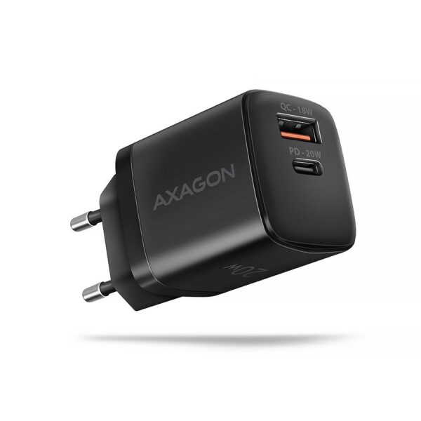 Autolaaidja MOBILE CHARGER WALL USB 20W/2PORT BLACK ACU-PQ20 AXAGON