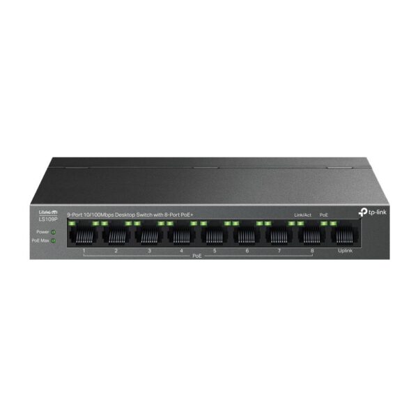 Switch|TP-LINK|LS109P|Desktop/pedestal|9x10Base-T / 100Base-TX|PoE+ ports 8|L...