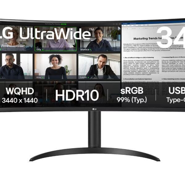 Monitor LCD Monitor|LG|34WR55QK-B|34"|Business/Curved/21 : 9|Panel VA|3440x1440|21:9|...
