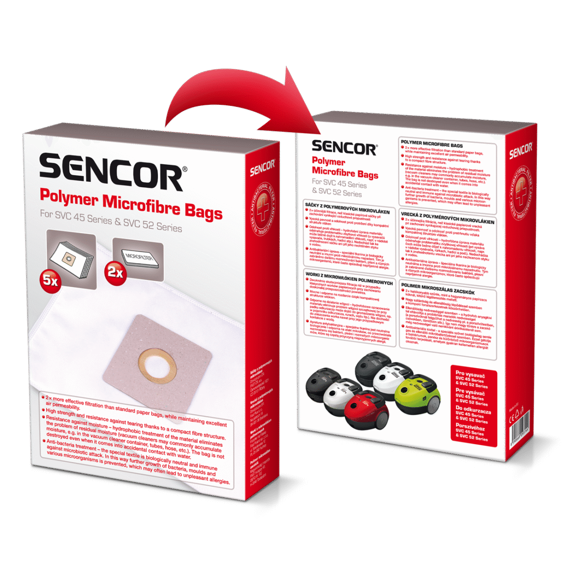 Tolmukott SVC45/52PF (5tk + 2 mikrofiltrit) Sencor 40023278