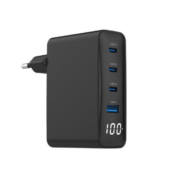 Autolaaidja CHARGER USB 100W 4PORT GAN/TA-UC-PDQC100LCD-01-BK GEMBIRD