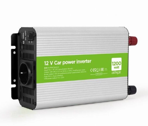 Autolaaidja POWER INVERTER CAR 12V 1200W/EG-PWC1200-01 GEMBIRD
