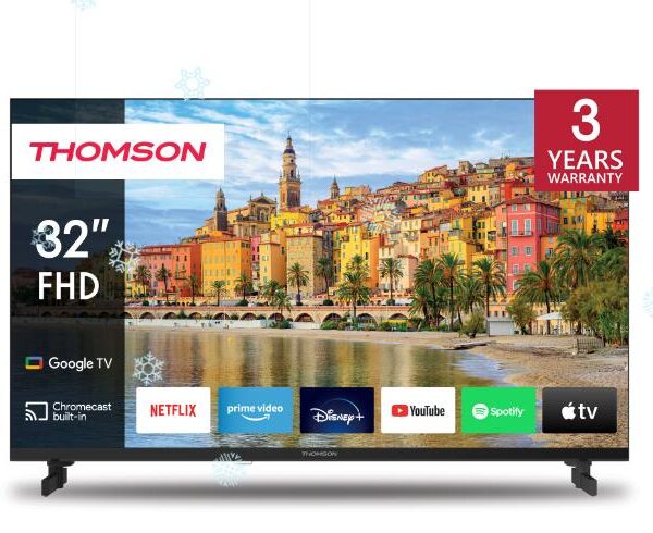 TV Set|THOMSON|32"|Smart/FHD|1920x1080|Wireless LAN|Bluetooth|Google TV|Black...