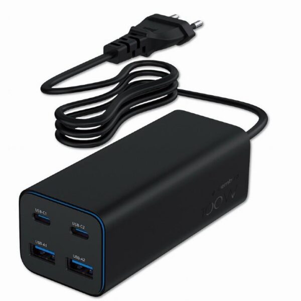 Autolaaidja CHARGER USB UNIVERSAL 4P 100W/TA-UC-2A2C-PD100-01-BK GEMBIRD