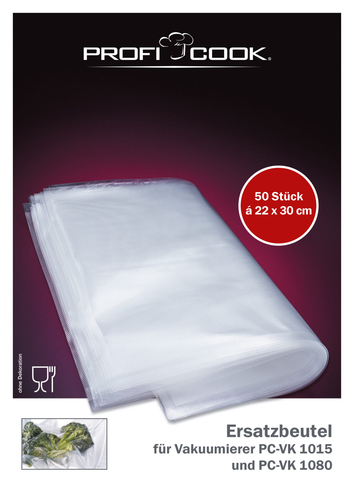 Vaakumkotid ProfiCook PCVK1015EBS 50tk 22x30 cm 8910151