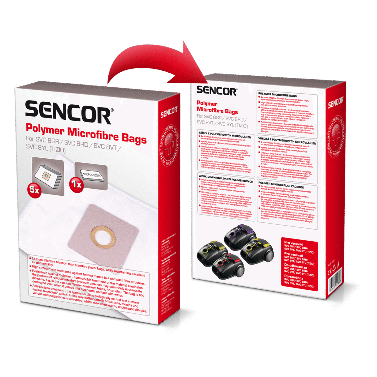 Tolmukott SVC8 (5tk +1 mikrofilter) Sencor SVCX1351