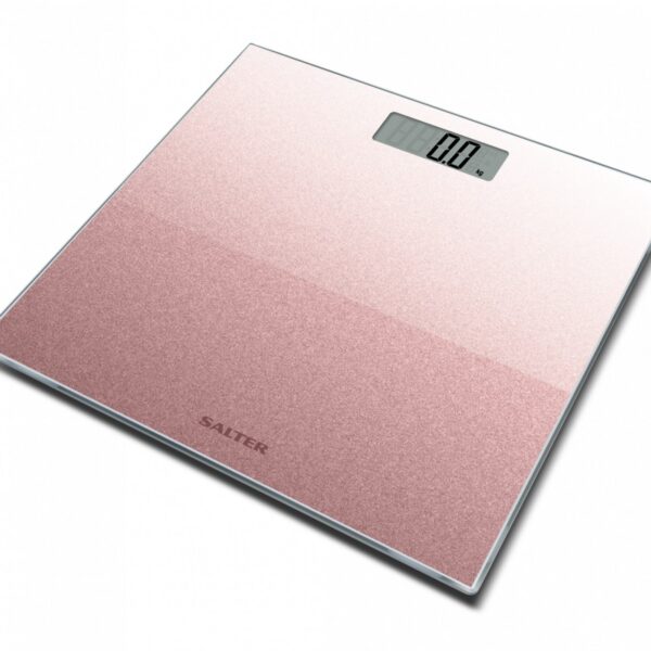 Salter 9037 RGGL3RCFXTE Glitter Glass Personal Bathroom Scale Rose Gold
