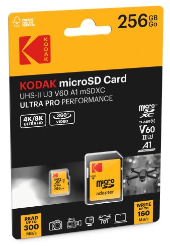 Kodak mSD 256GB UHS-II U3 A1 V60 Ultra Pro EKMSDM256GUHS2V1K