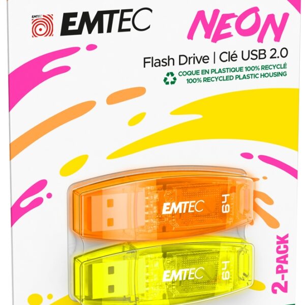 Emtec USB2.0 C410 64GB Neon 2 pcs