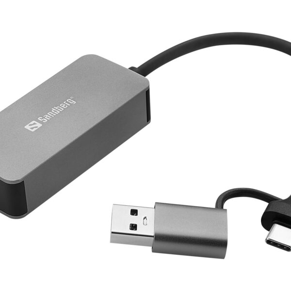 Sandberg 136-68 USB-C/A 2.5 GbE RJ45 Adapter, 2.5 Gigabit Ethernet on USB-C
