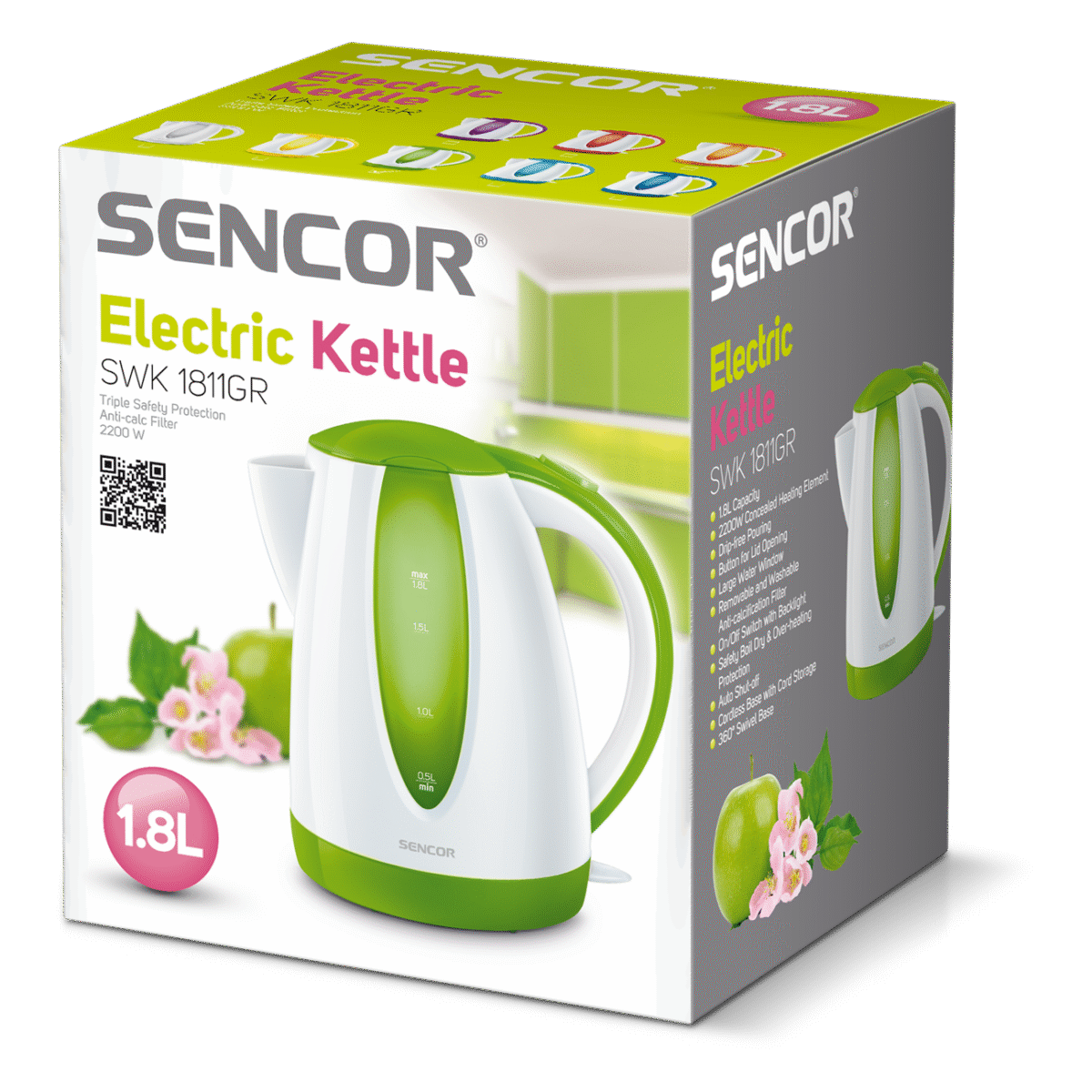 Veekeetja Sencor SWK1811GR, valge/roheline - Image 2