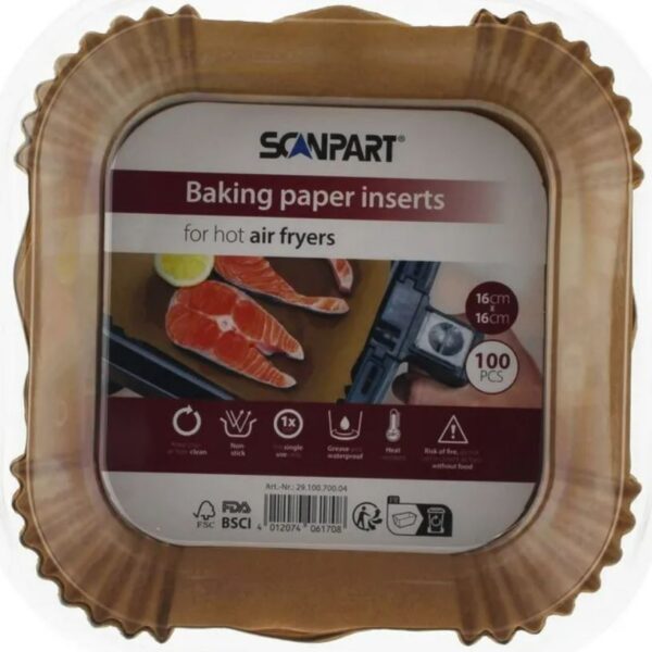 Küpsetuspaberid kuumaõhufritüürile 16x16cm, 100 tk Scanpart 2910070004