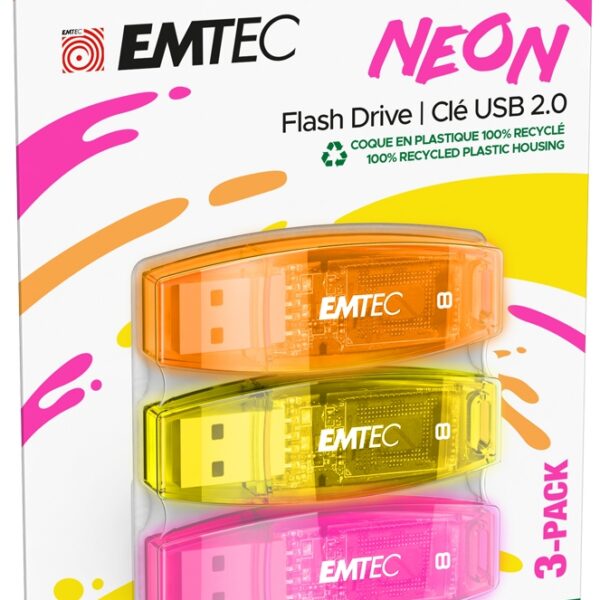 Emtec USB2.0 C410 8GB Neon 3 pcs
